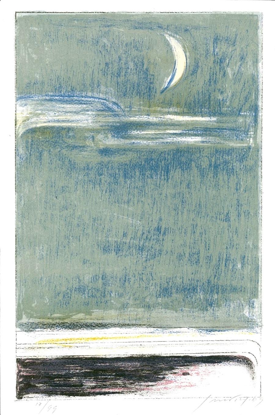 Lithograph hand-numbered (Arab numbers) and hand-signed with pencil on lower margin by the Sicilian artist and the leader of the Scicli School, Piero Guccione. Edition of 99 prints.

Wonderful print, representing a marine horizon under a slice of