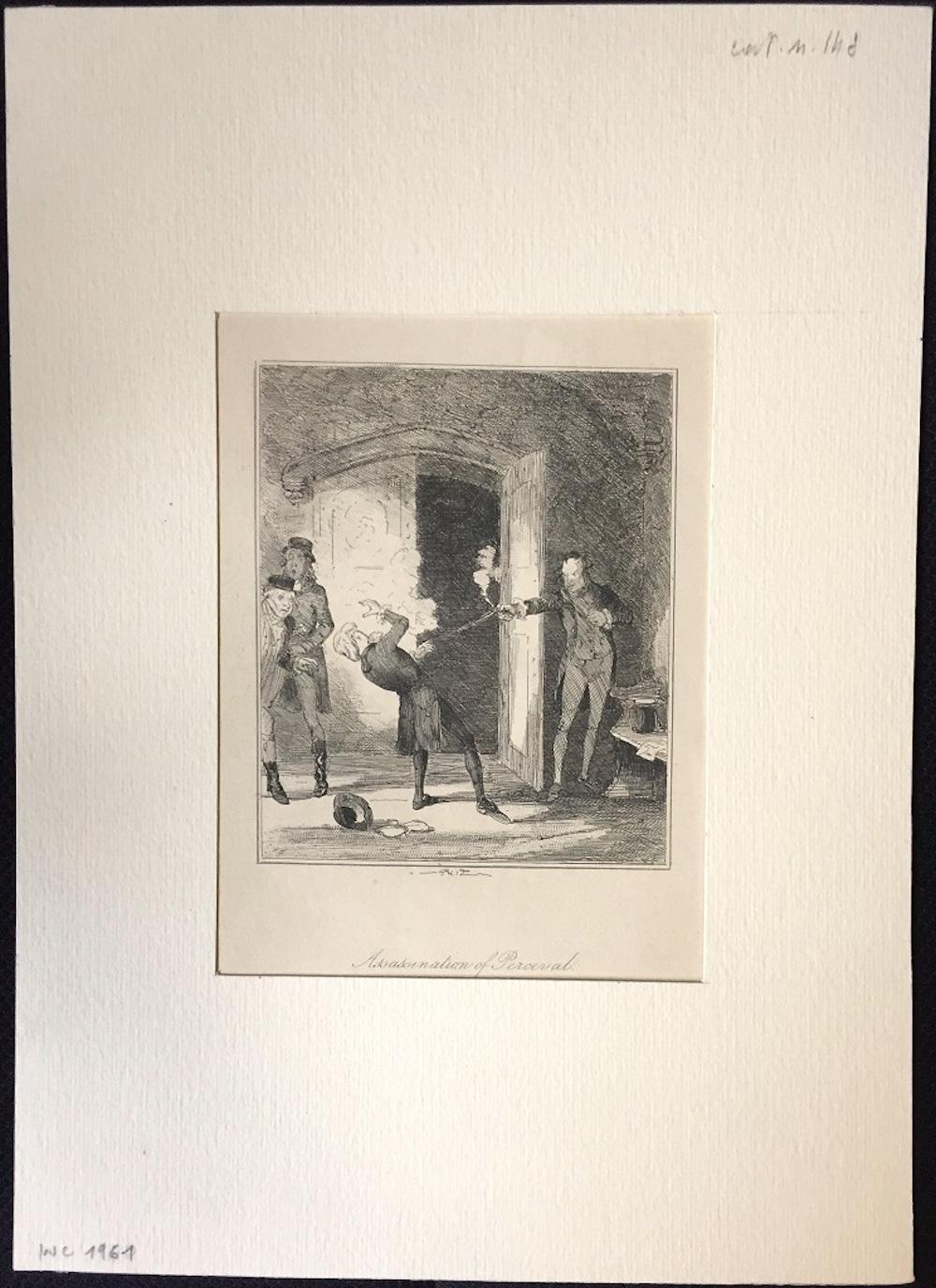 Assassination of Percival - Original Etching by PHIZ - Mid 19th Century  - Print by Browne Hablot Knight 