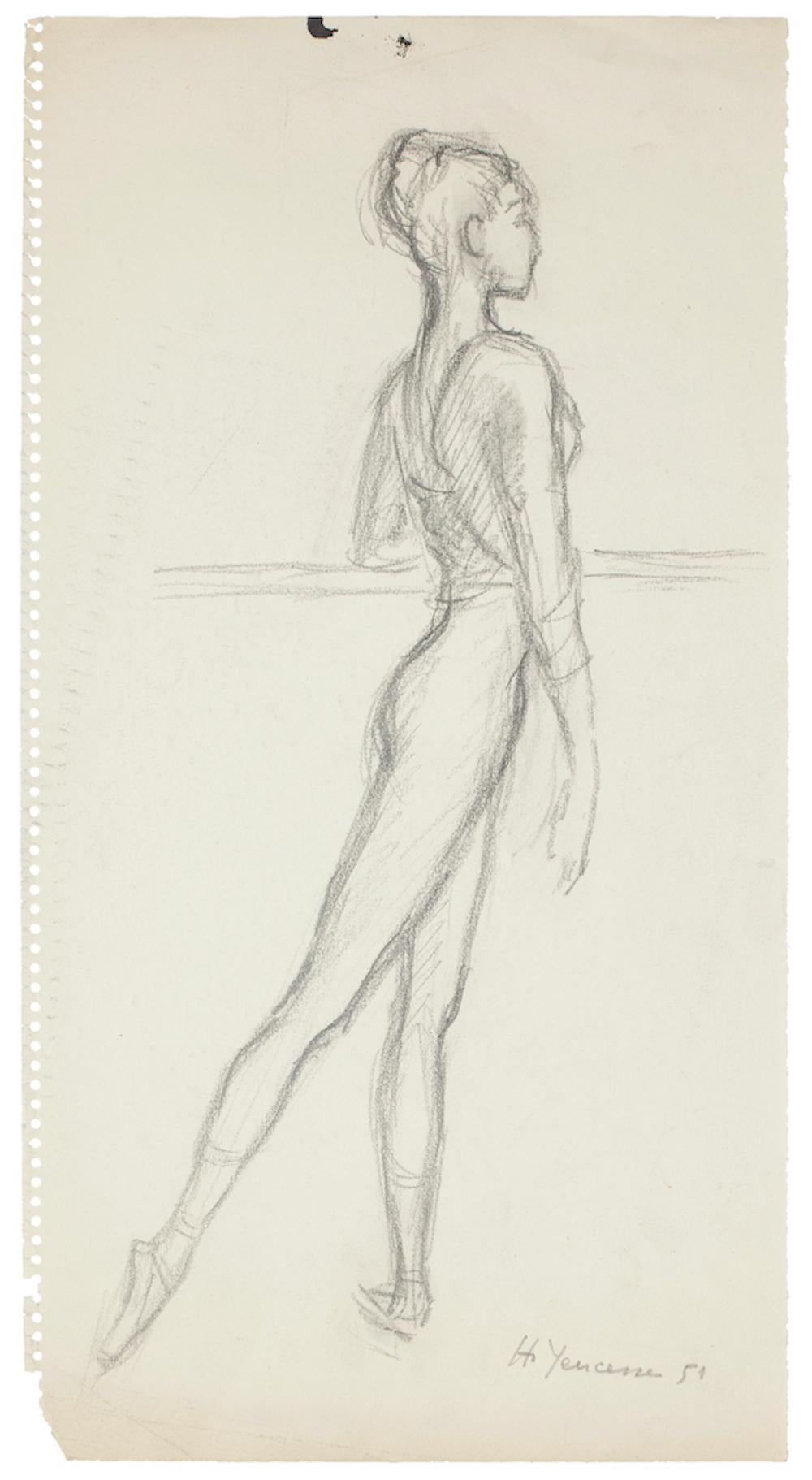 Ballet Dancers - Set of 15 Pencil and Charcoal Drawings by H. Yencesse - 1951 3