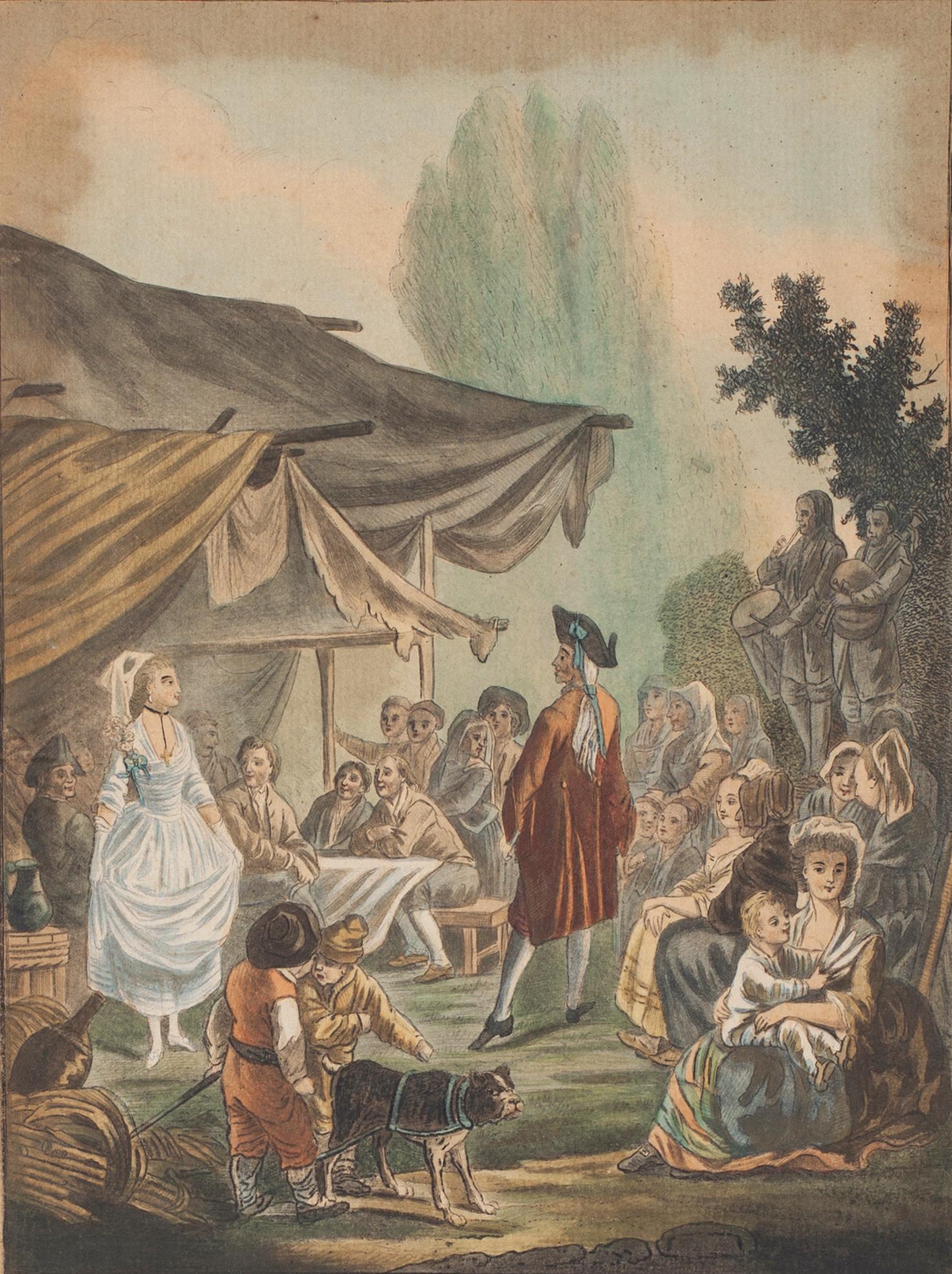 Charles-Melchior Descourtis Figurative Print - Noce de Village - Original Etching by C.-M. Descourtis - 1785