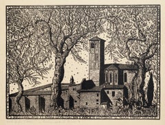 The Church of Assisi - Original Lithograph by Bruno da Osimo - Mid 20th Century