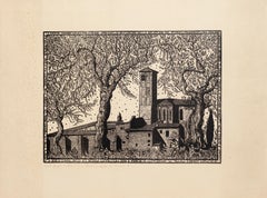 The Church of Assisi - Original Lithograph by Bruno da Osimo - Mid 20th Century