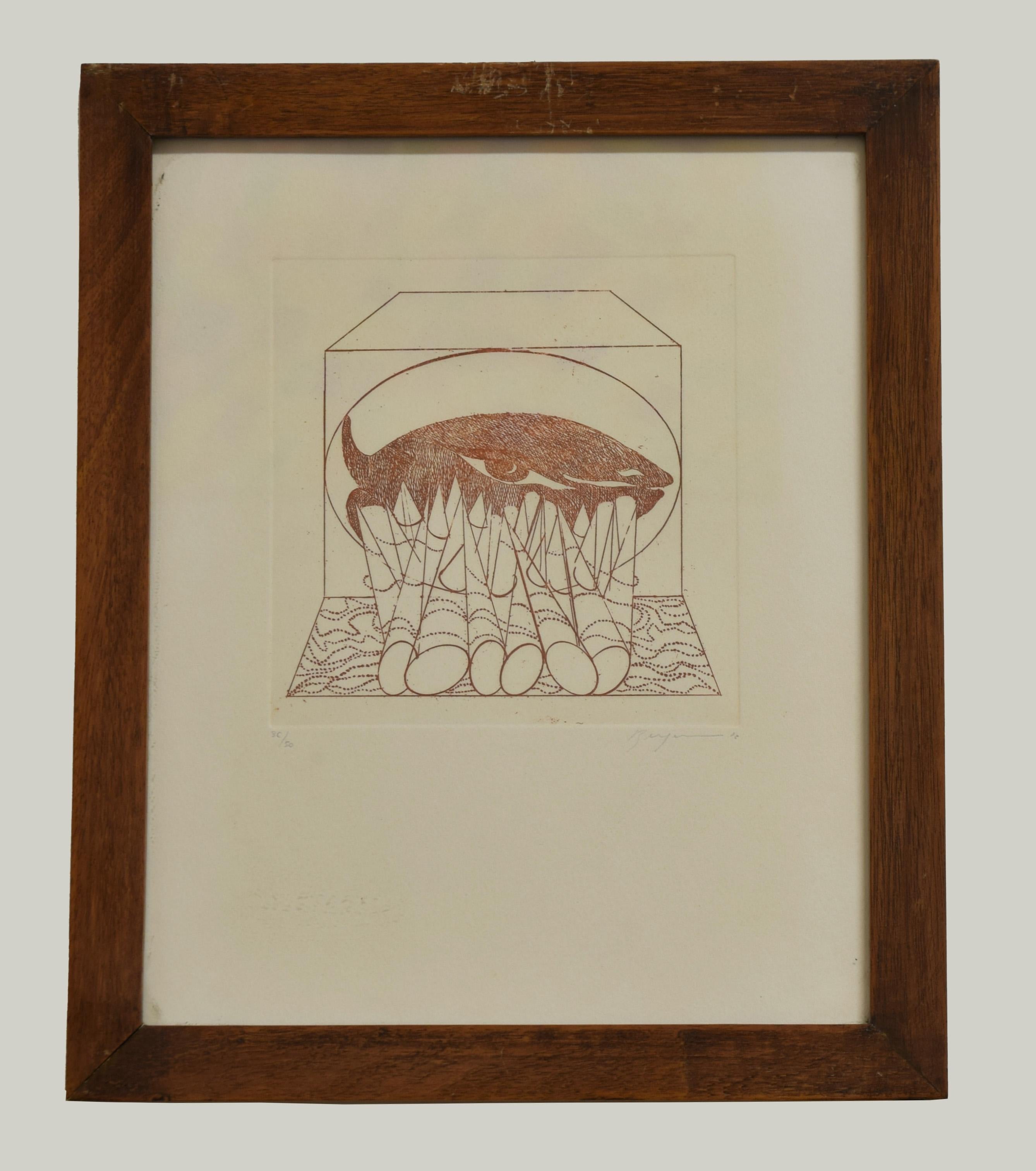 Abstract Composition - Original Etching by Danilo Bergamo - 1972 1