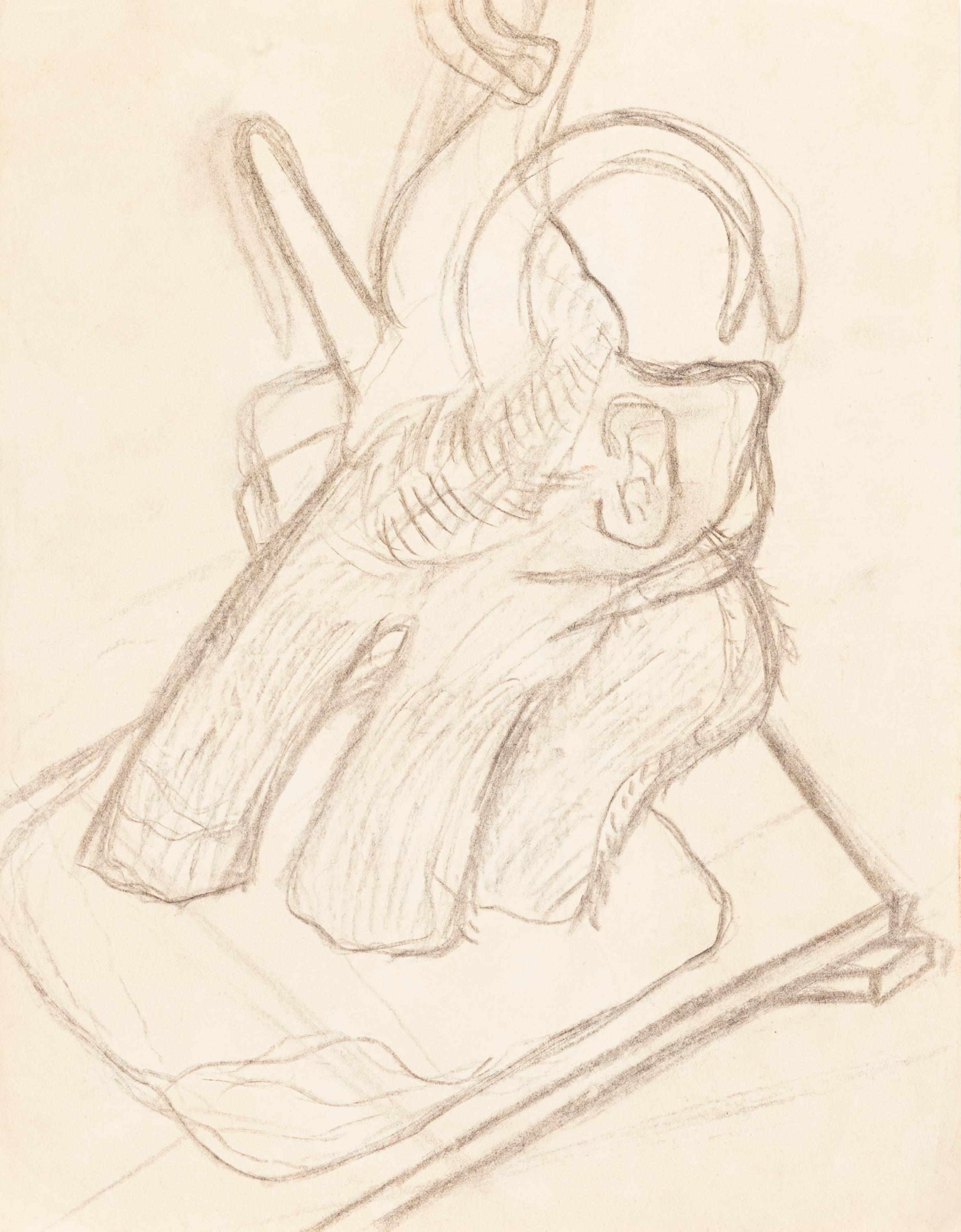 Drawing Elephant - Charoal Drawing de J.-R. Delpech - Milieu du XXe siècle