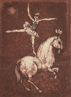 Dancer - Original Colored Etching by Miro Bonaccorsi - 1977