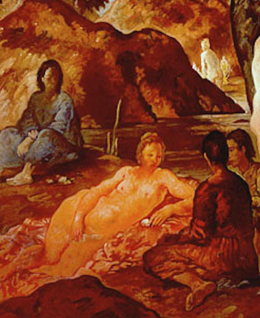 Serenité - Huile sur toile de Felice Carena - 1948 en vente 1