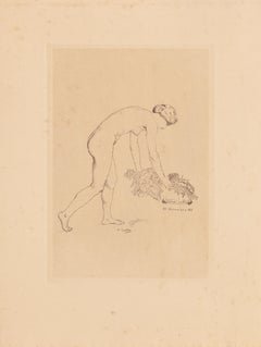 Femme nue - Gravure originale par A.E. Guillez - 1913