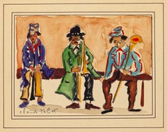 Musicians - Original Watercolor y C. Tabet - Mid 20th Century