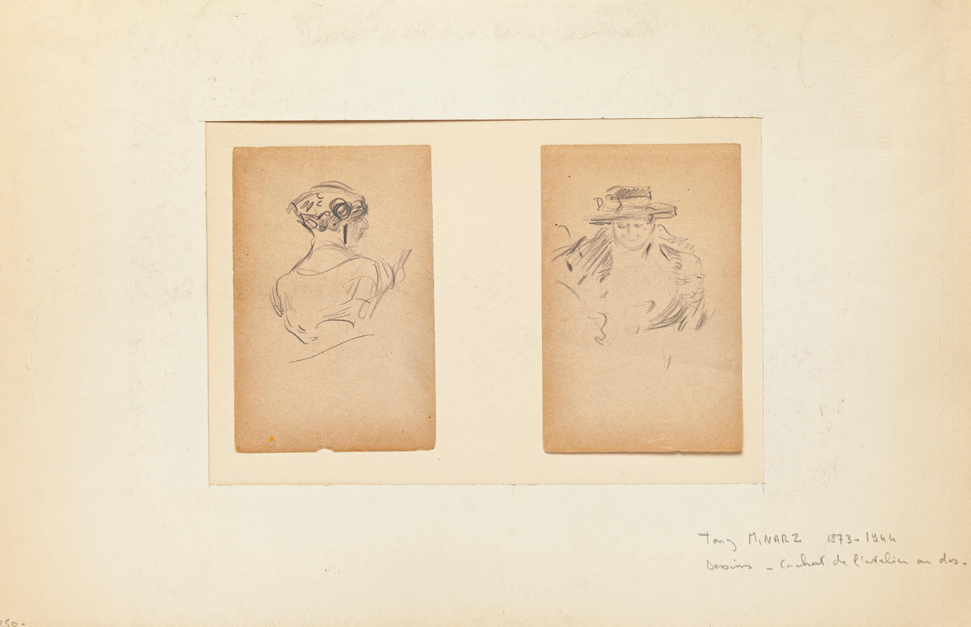 Two Portraits is included two original drawings in pencil on paper, realized byTony Minartz (1873-1944), with the stamp of the artist on the rear.

Sheet dimension: 28 x 18cm.

The state of preservation of the artwork is good.

The artwork