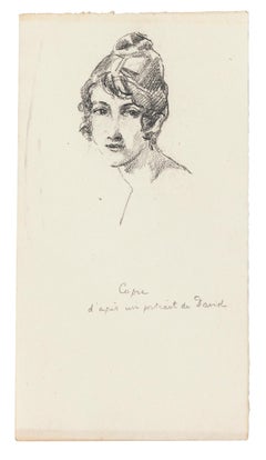 Portrait of Woman - Charcoal Drawing by J. Rochelles Collon - Early 1900