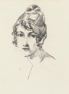 Portrait of Woman - Charcoal Drawing by J. Rochelles Collon - Early 1900