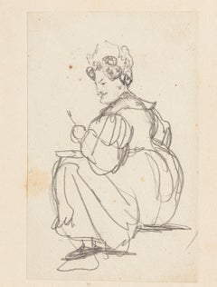 Antique Figure - Original Pencil Drawing - Late 19th Century