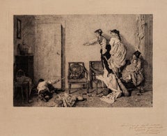 House - Original Etching by G. Favretto - Late 19th Century