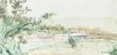 Landscape - Original Watercolor by S. Goldberg - Mid 20th Century