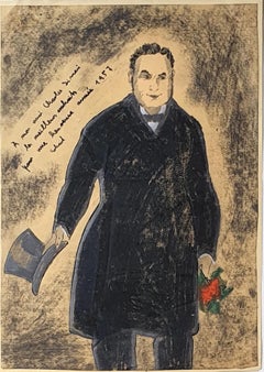 Retrato - Dibujo al pastel y acuarela de E. Klepper - 1957