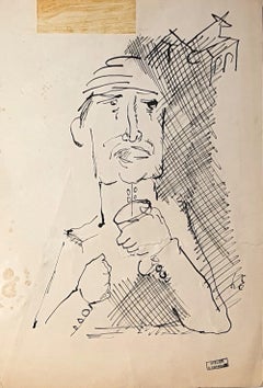 Figure - Dessin original à l'encre - Milieu de 1900