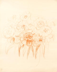 Flowers - Original Pastel Drawing by G. Bourgogne - mid 20th Century