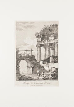 Temple de la Concorde, Rome - Etching by C.-L. Clérisseau - Early 1800