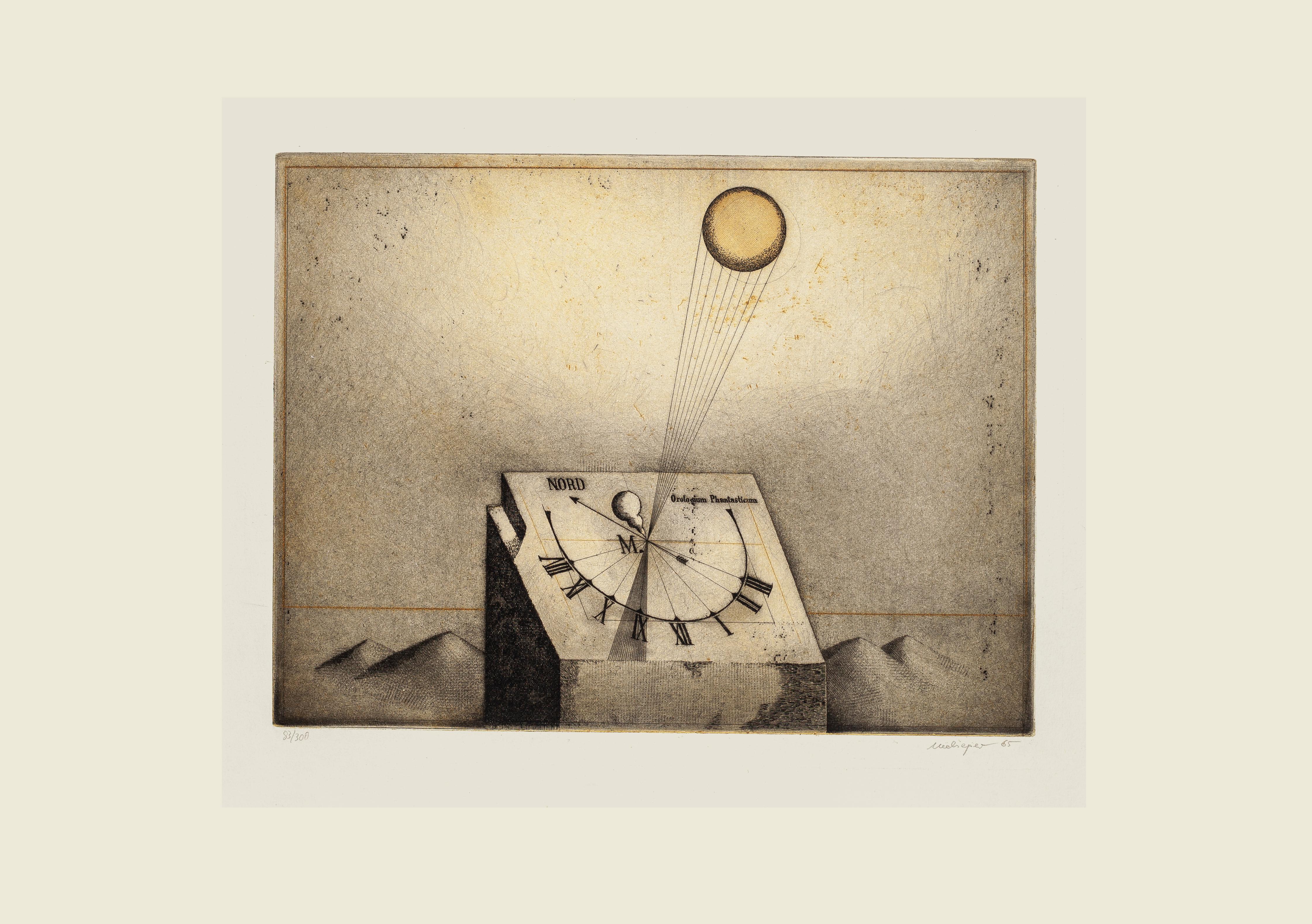 Orologium Phantasticum - Original Etching by F. Meckseper - 1965 - Print by Friedrich Meckseper