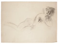 Nude - Original Charcoal Drawing - 1968