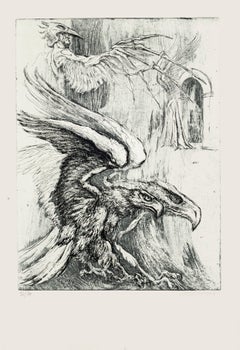 Eagles - Original Etching by M. Chirnoaga - Late 20th Century