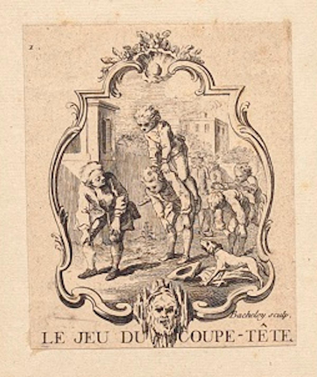 Luis Bacheley Figurative Print - The Game of the Head - Etching by L. Bacheley - Late 18th Century