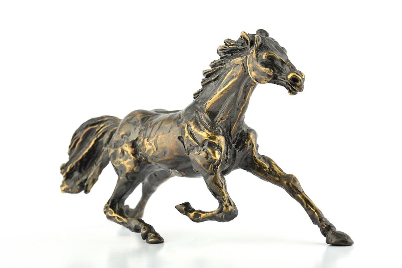 Costanzo Mongini Figurative Sculpture - Running Horse - Bronze Sculpture by C. Mongini - 1970s