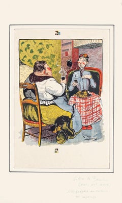 Coffee Time - Original Lithograph by I. de Beauvais - 1900