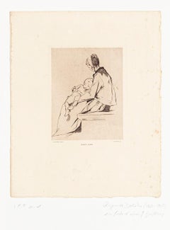 Without Bread - Original Etching by A. Delatre - 1870s