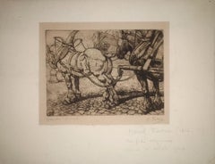 The Plow - Original Etching by M. Falter - 1920 ca.