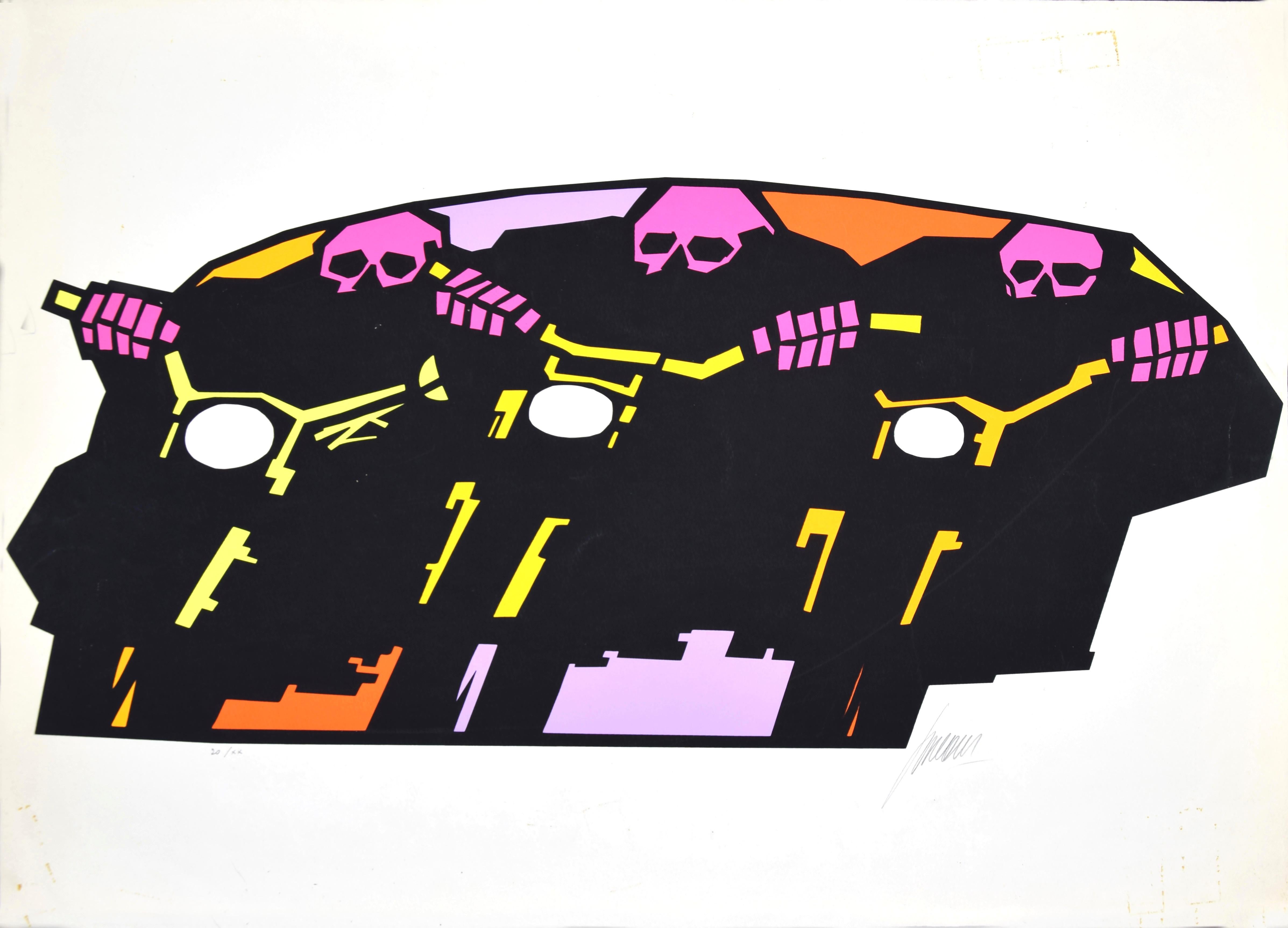 Riders – Original Siebdruck von S. Simeoni – 1970er Jahre