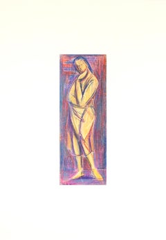 Figura di donna - Disegno a pastello a olio di D. Milhaud - 1932
