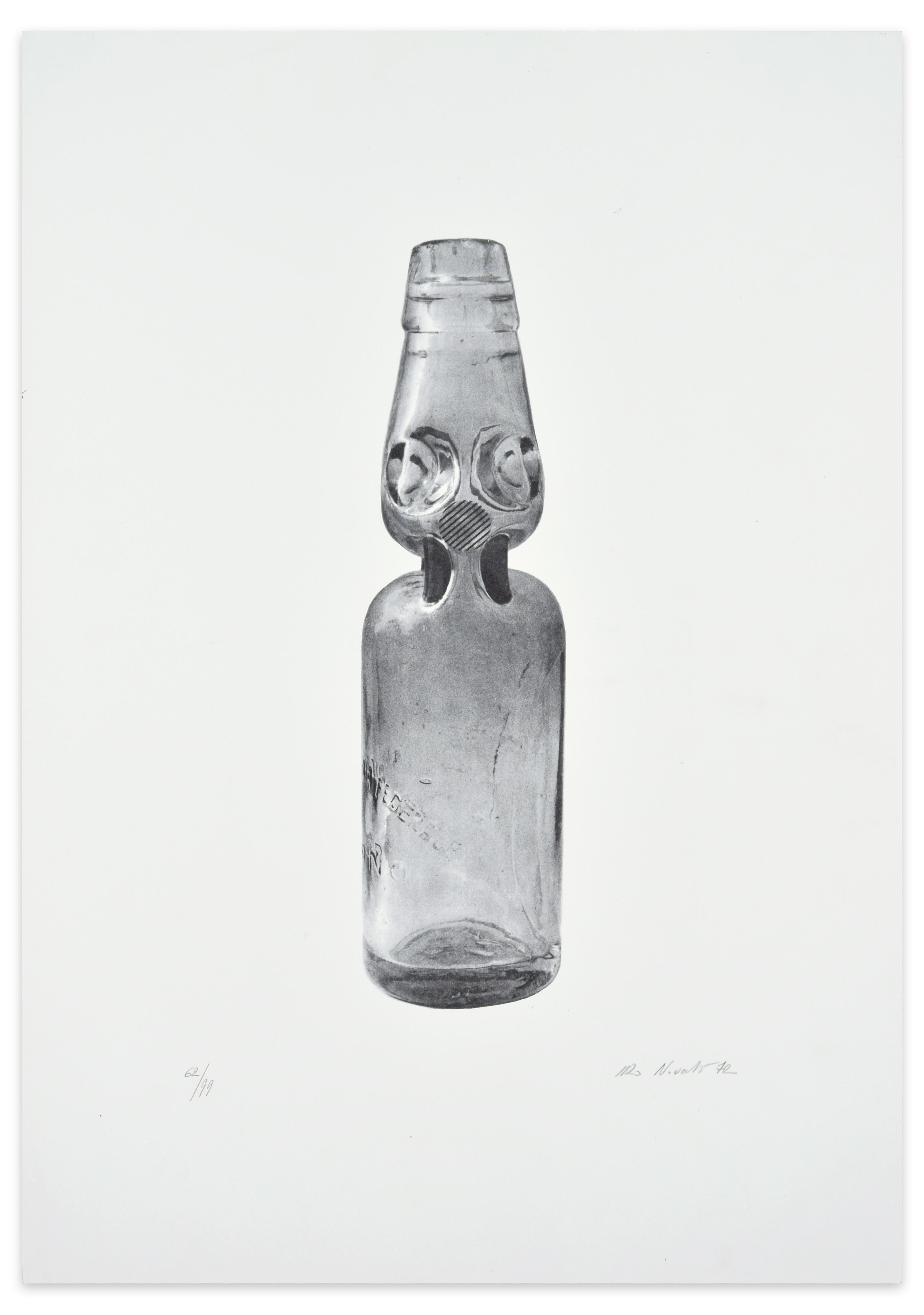 Bouteille en verre - Photolithographie originale d'I. Novak - 1972