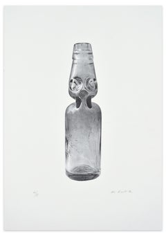 Vintage Glass Bottle - Original Photolithograph by I. Novak - 1972