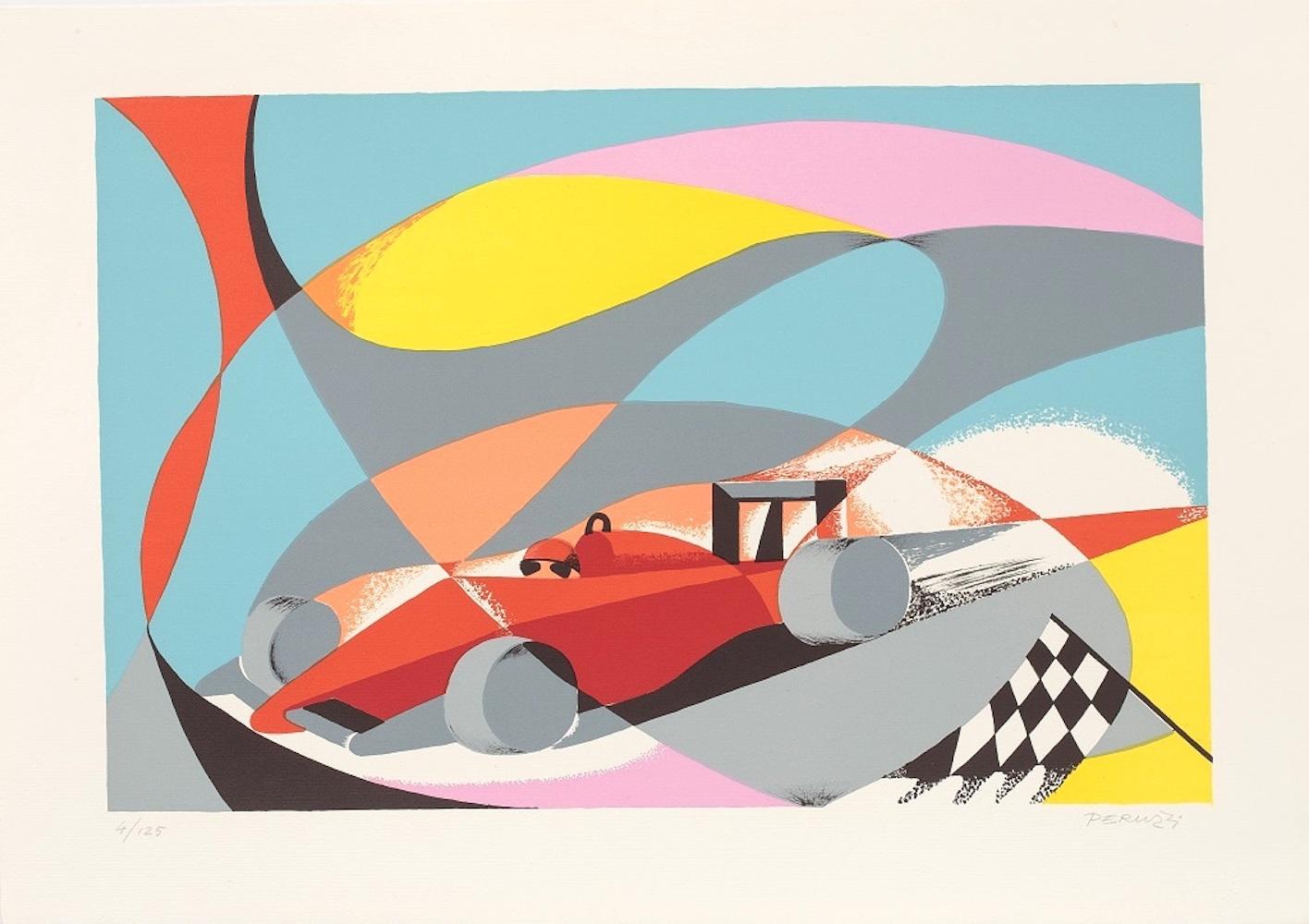 Osvaldo Peruzzi Print - Ferrari F1 - Lithograph by O. Peruzzi - 1988