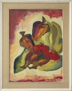 Still Life - Original Oil on Board by E. Sardini - 1972