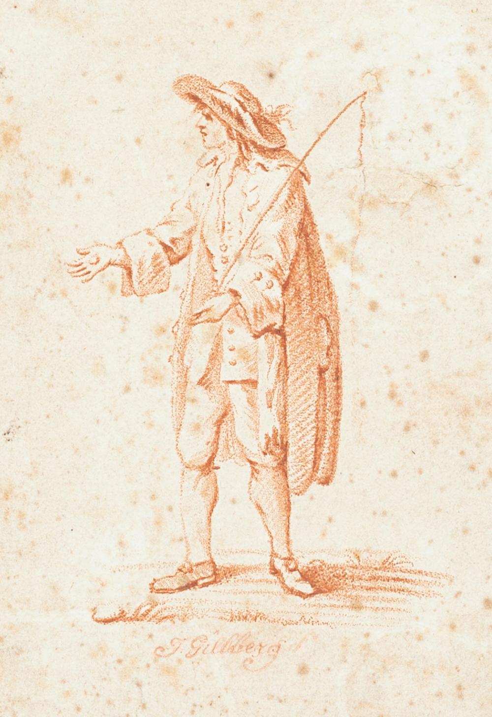 Jacob Galsberg Figurative Art - Tamer of Horses - Original Sanguine Drawing by J. Galsberg - Late 18th Century