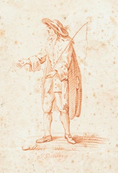 Tamer of Horses - Original Sanguine Drawing by J. Galsberg - Late 18th Century