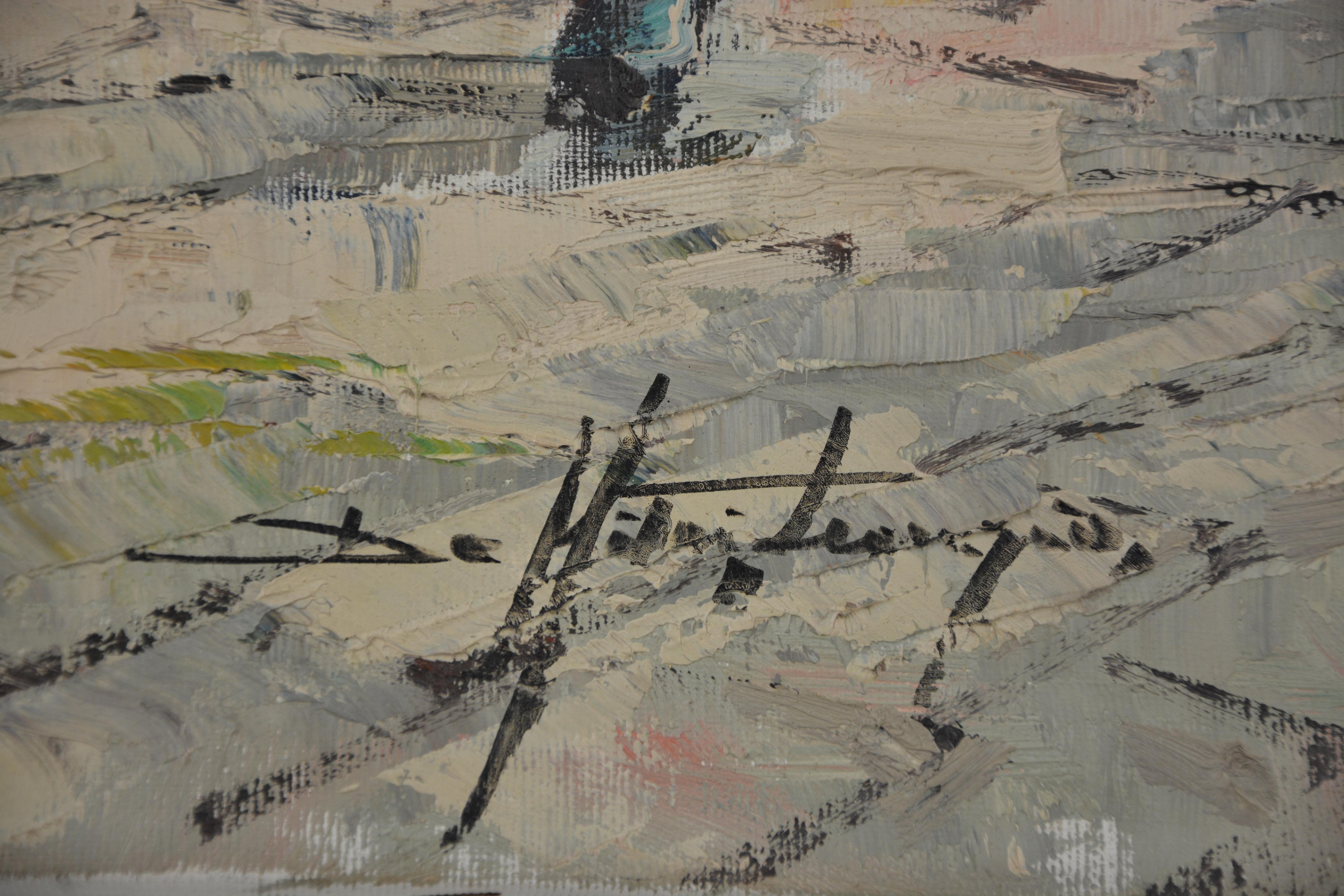 The Market – Öl auf Leinwand von L. De Mitri – 1980er Jahre – Painting von Leonzio De Mitri