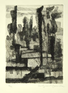 Trees - Etching by L. Bianchi Barrivera - 1964