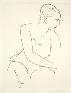 Profile of Woman - Etching and Drypoint by U. Capocchini - 1964