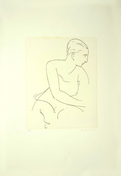 Profile of Woman - Etching and Drypoint by U. Capocchini - 1964