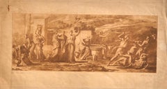 Quarrel - Original-Radierung von E. Rosotte nach Poussin - 19. Jahrhundert