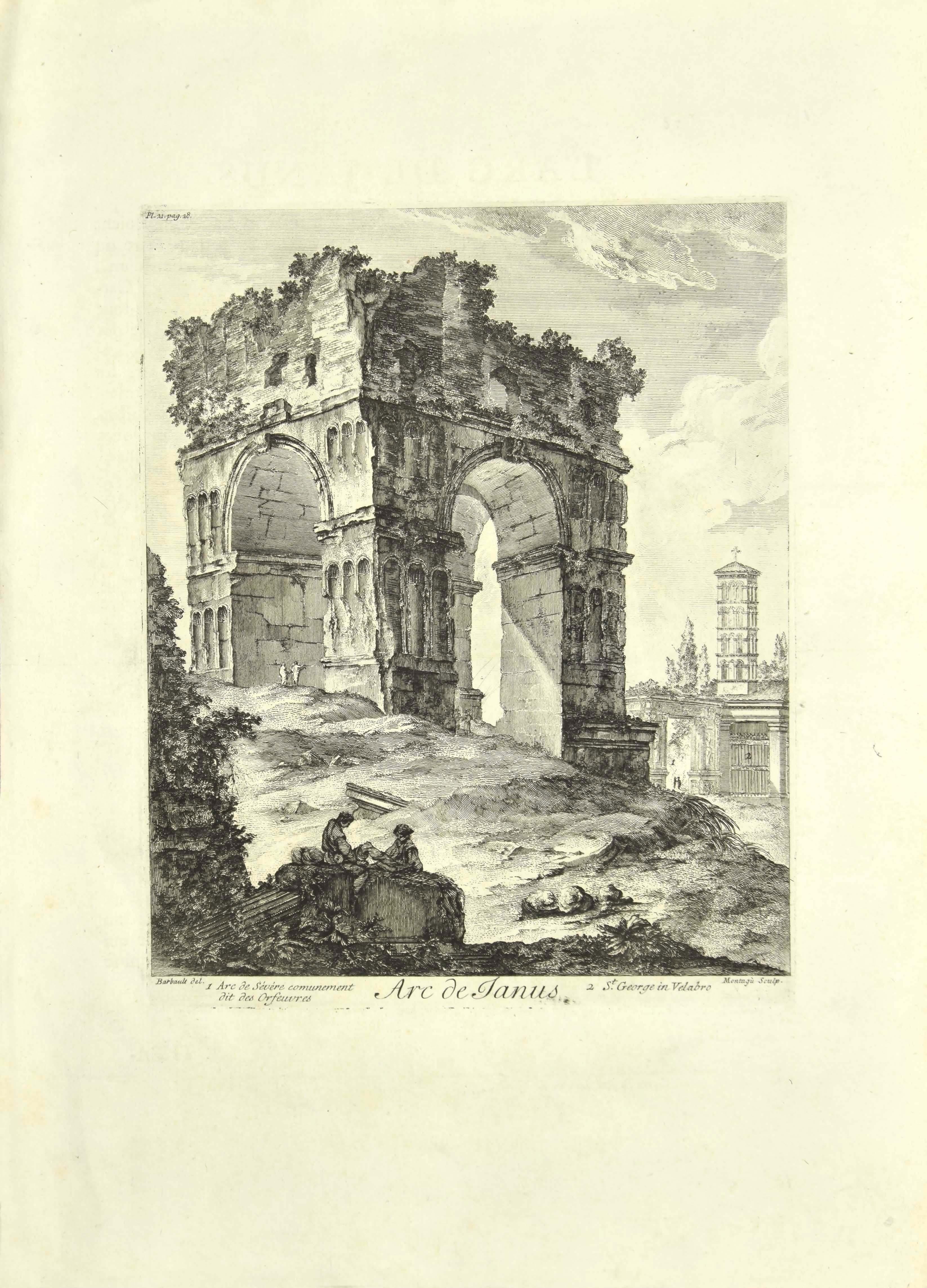 Arch of Janus - Etching 18th Century - Print by Dominique Montagù