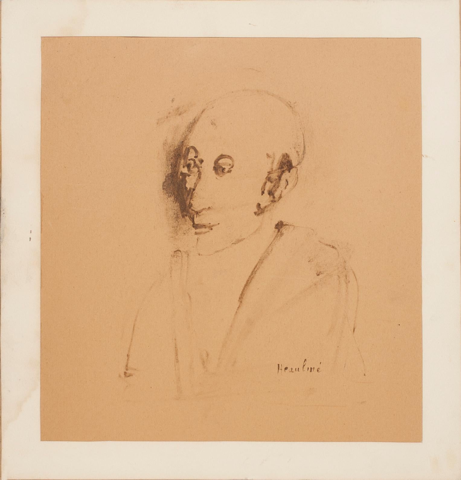 Portrait - Pen Drawing on Paper - 20th Century