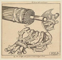 Opposition – Original China-Tintenzeichnung von F. Scarpelli – frühes 20. Jahrhundert