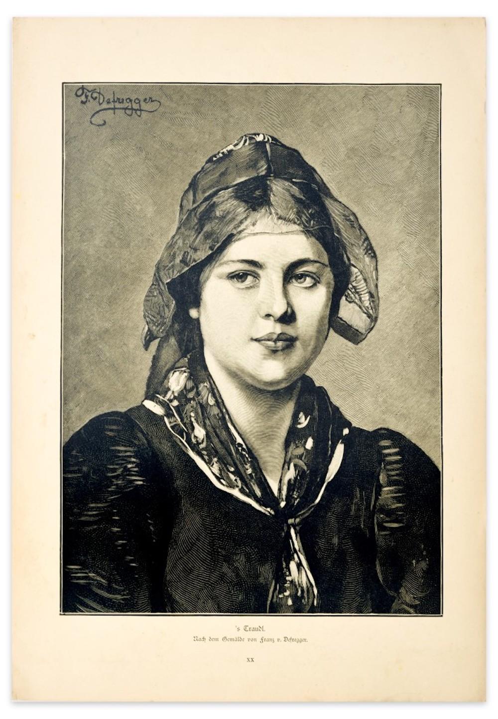 Franz Defregger Figurative Print – Porträt – Radierung von F. von Defregger – 1905