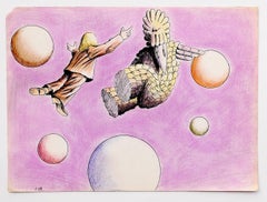 Surrealistische Komposition - Originalzeichnung - 20. Jahrhundert