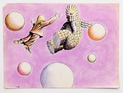 Composición surrealista - Dibujo original - Siglo XX
