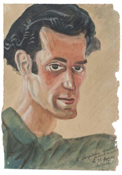 Retrato - Dibujo original en acuarela - Finales del siglo XX